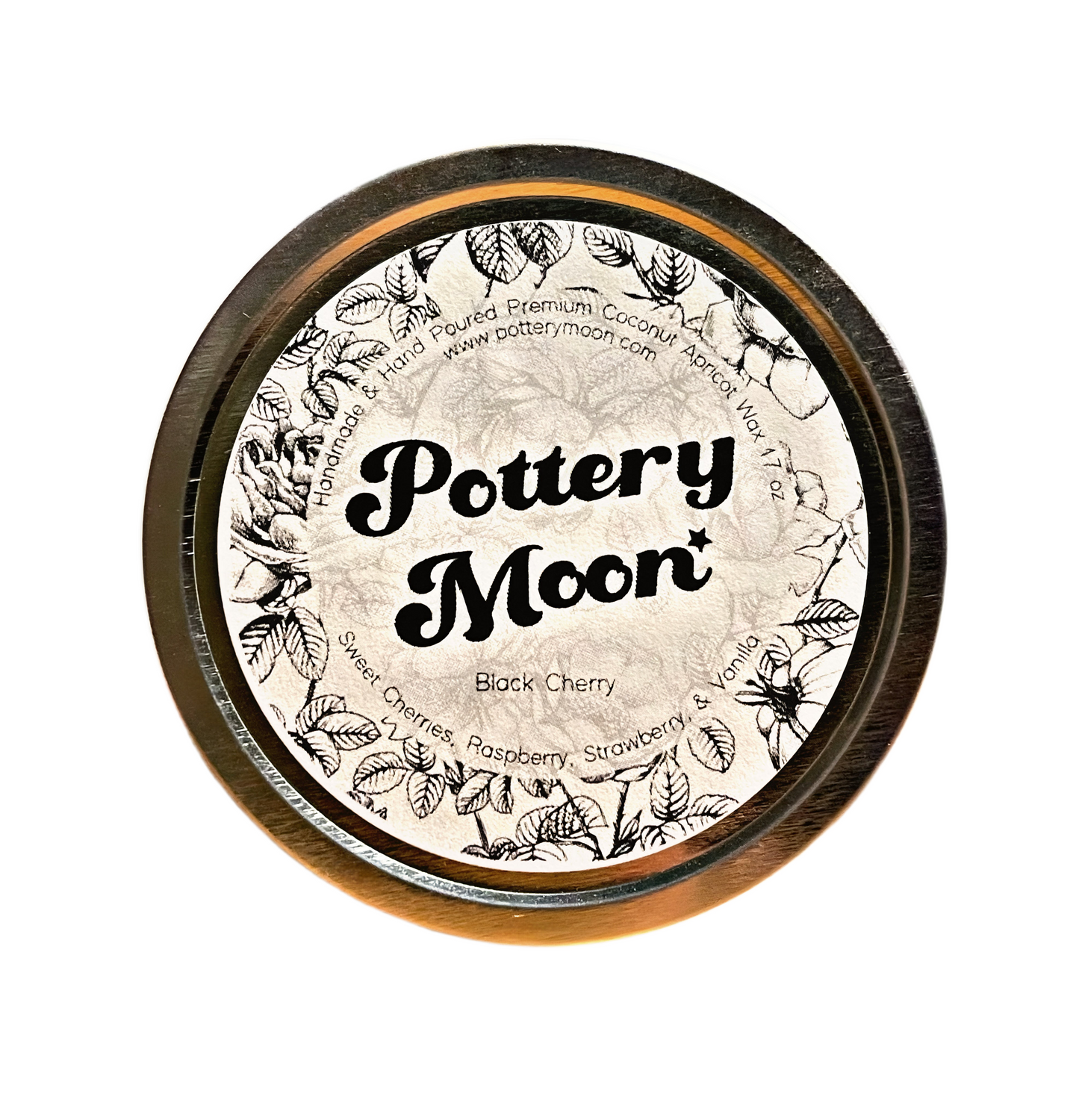 Black Cherry Marble Candle Premium Wax Wooden Wick 1.7 oz Silver Tin