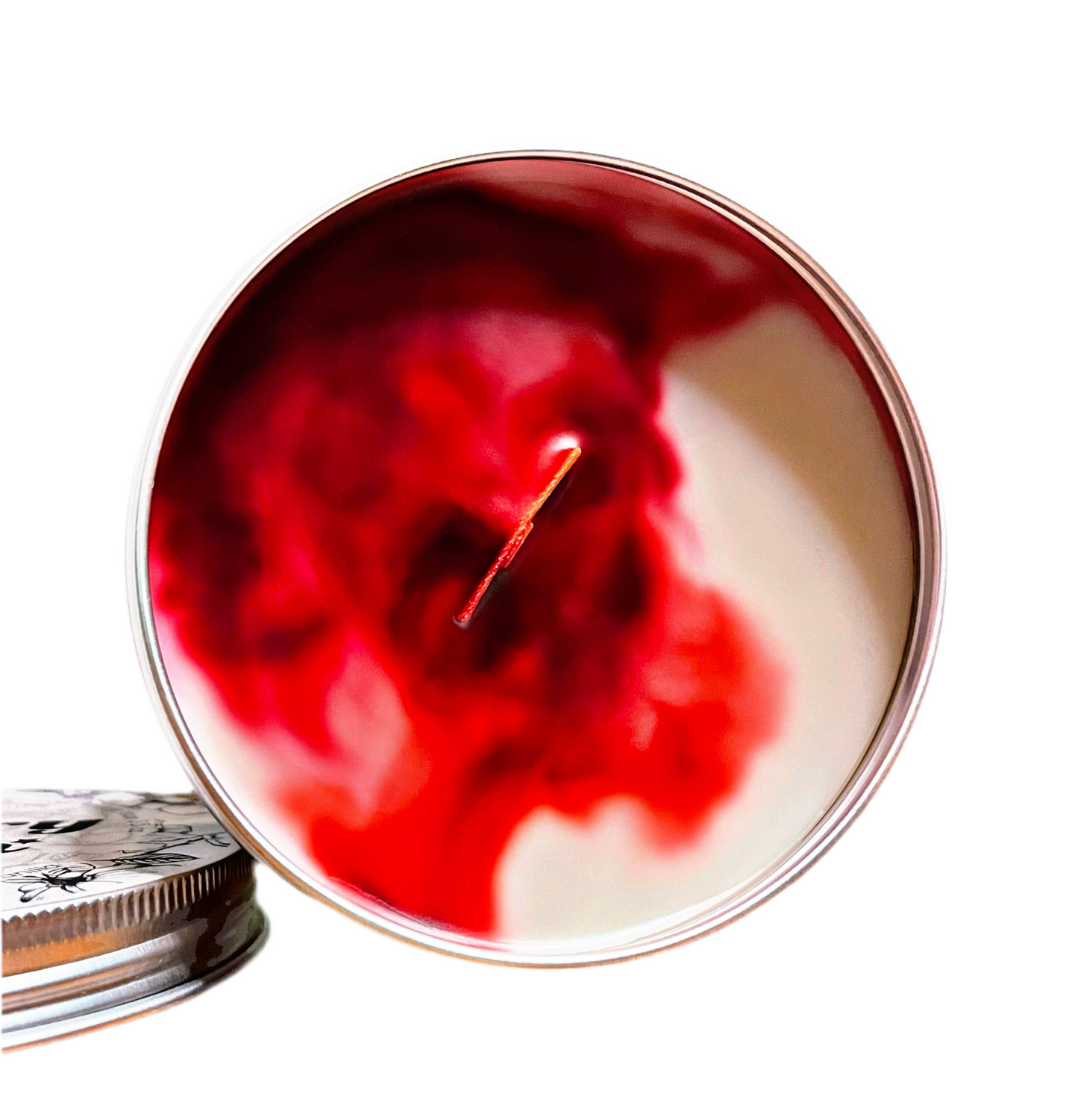 Black Cherry Marble Candle Premium Wax Wooden Wick 3.5 oz Silver Tin