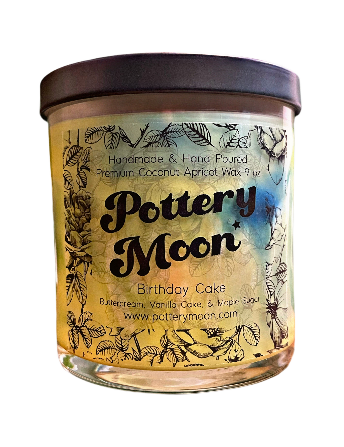 Birthday Cake Marbled Candle Premium Wax Wooden Wick 9 oz Jar