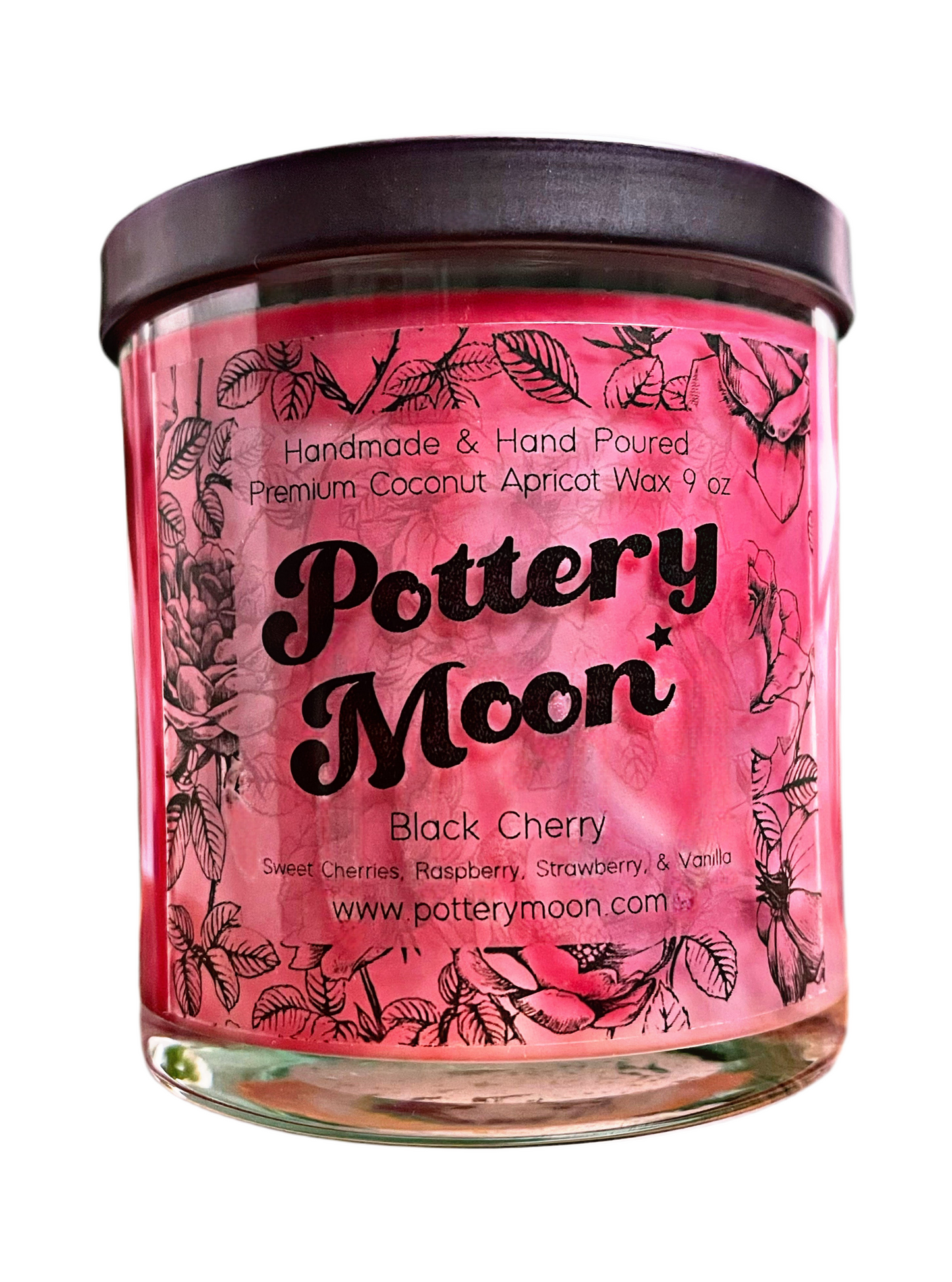 Black Cherry Marbled Candle Premium Wax Wooden Wick 9 oz Jar