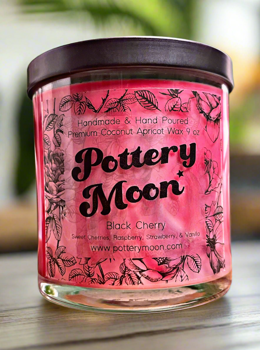 Black Cherry Marbled Candle Premium Wax Wooden Wick 9 oz Jar