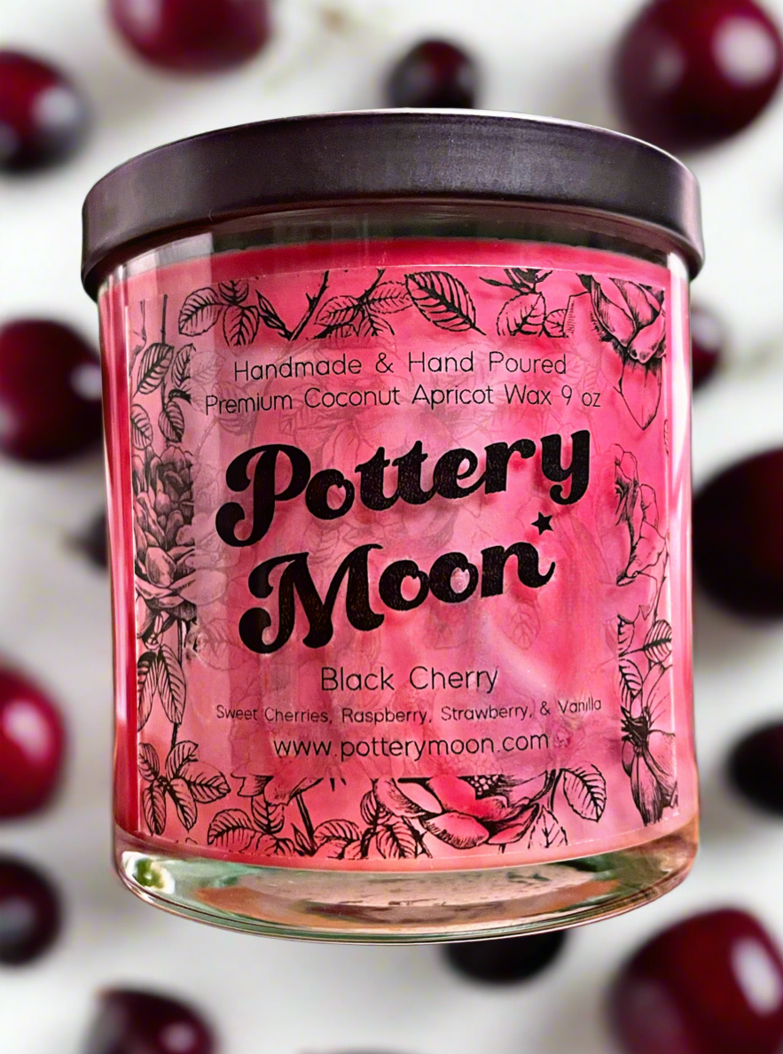 Black Cherry Marbled Candle Premium Wax Wooden Wick 9 oz Jar