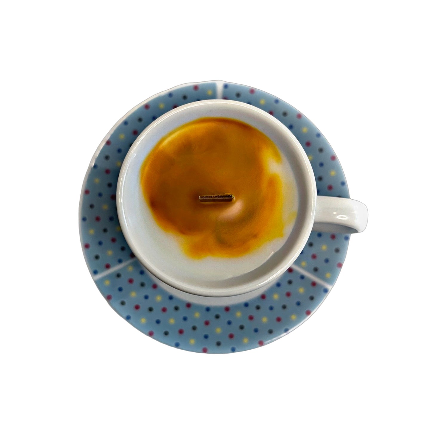 Blue Polka Dot Tea Coffee Mini Cup Candle