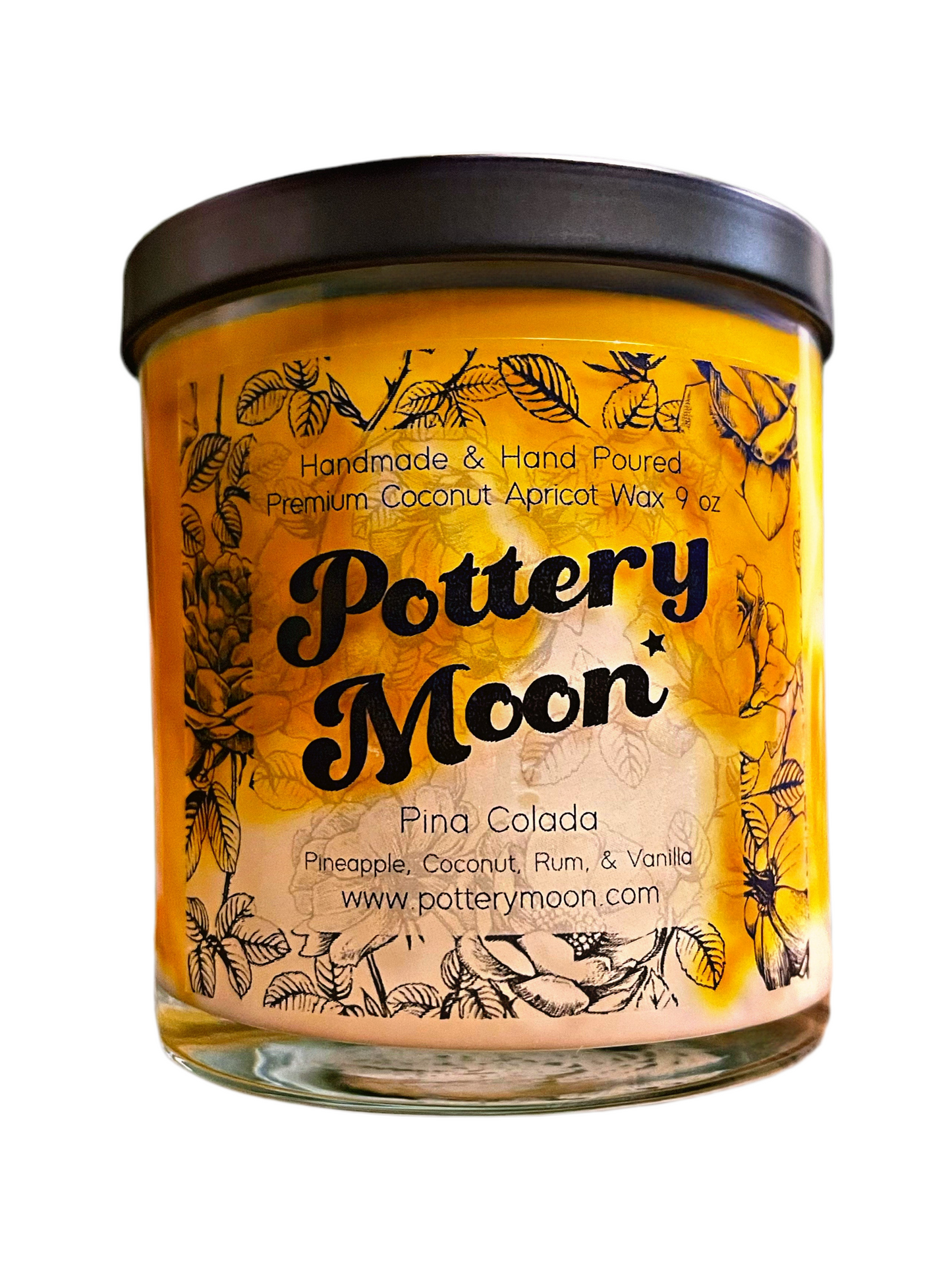 Pina Colada Marbled Candle Premium Wax Wooden Wick 9 oz Jar
