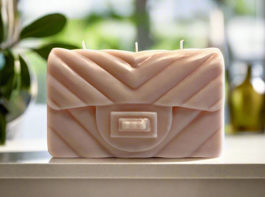 Pink Designer Purse Pillar Candle