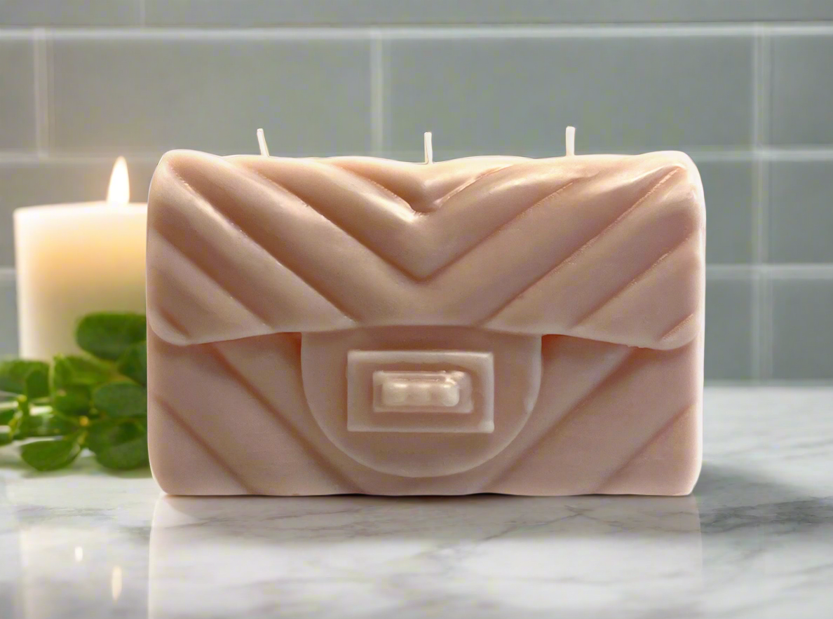 Pink Designer Purse Pillar Candle