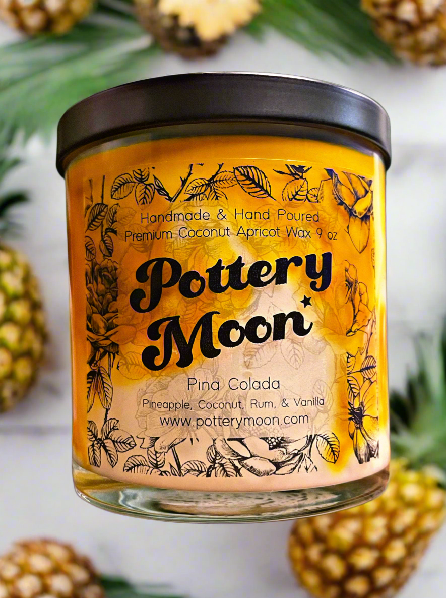 Pina Colada Marbled Candle Premium Wax Wooden Wick 9 oz Jar