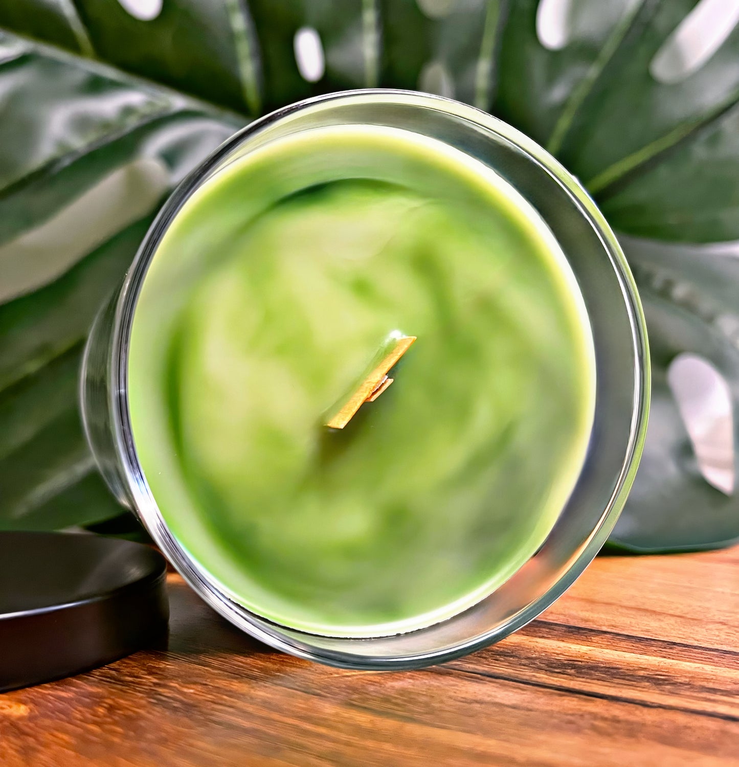 Fresh Cut Grass Marbled Candle Premium Wax Wooden Wick 9 oz Jar