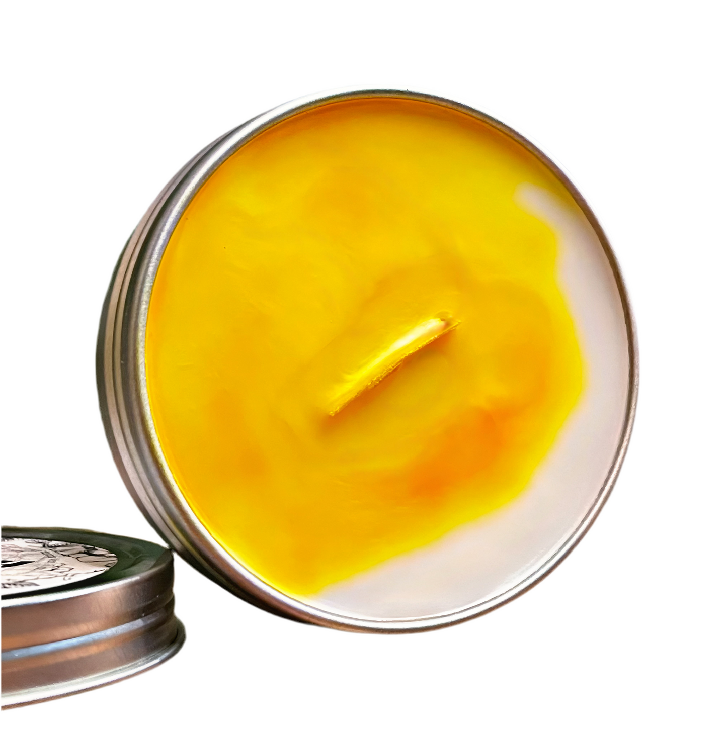 Pina Colada Marble Candle Premium Wax Wooden Wick 1.7 oz Silver Tin