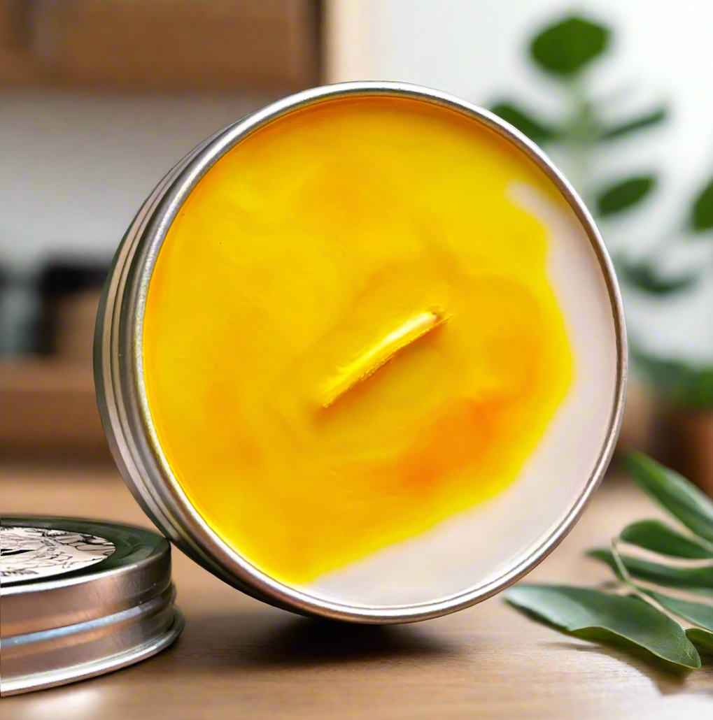 Pina Colada Marble Candle Premium Wax Wooden Wick 1.7 oz Silver Tin
