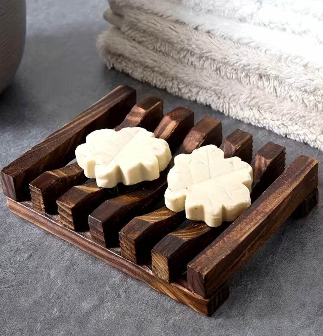 Wood Slat Soap Dish Tray