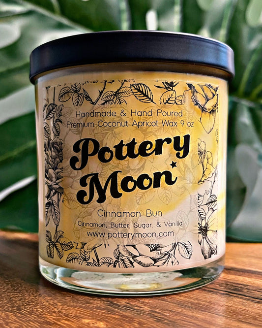 Cinnamon Bun Marbled Candle Premium Wax Wooden Wick 9 oz Jar