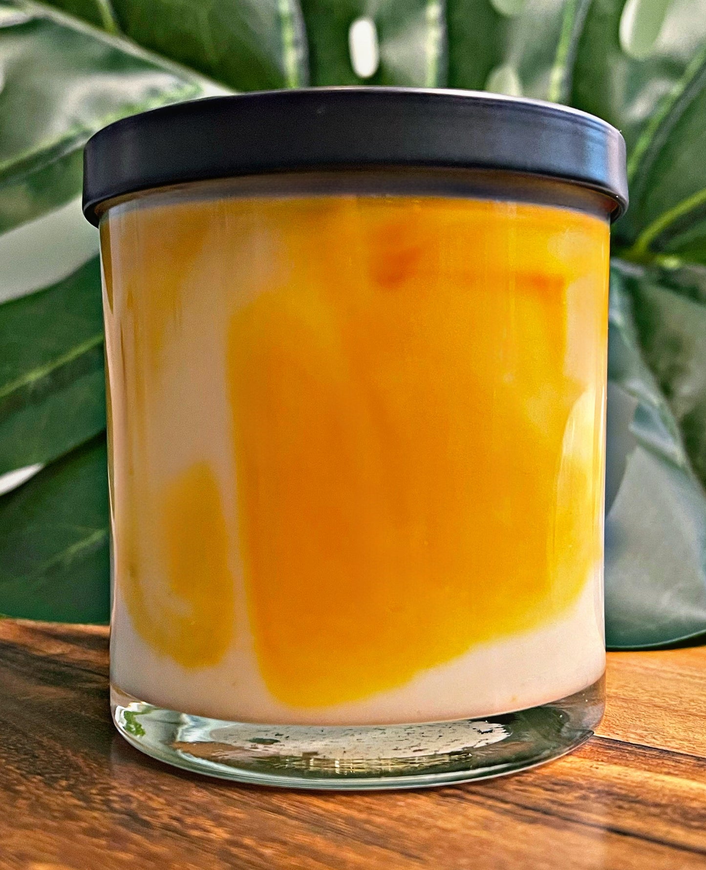 Cinnamon Bun Marbled Candle Premium Wax Wooden Wick 9 oz Jar