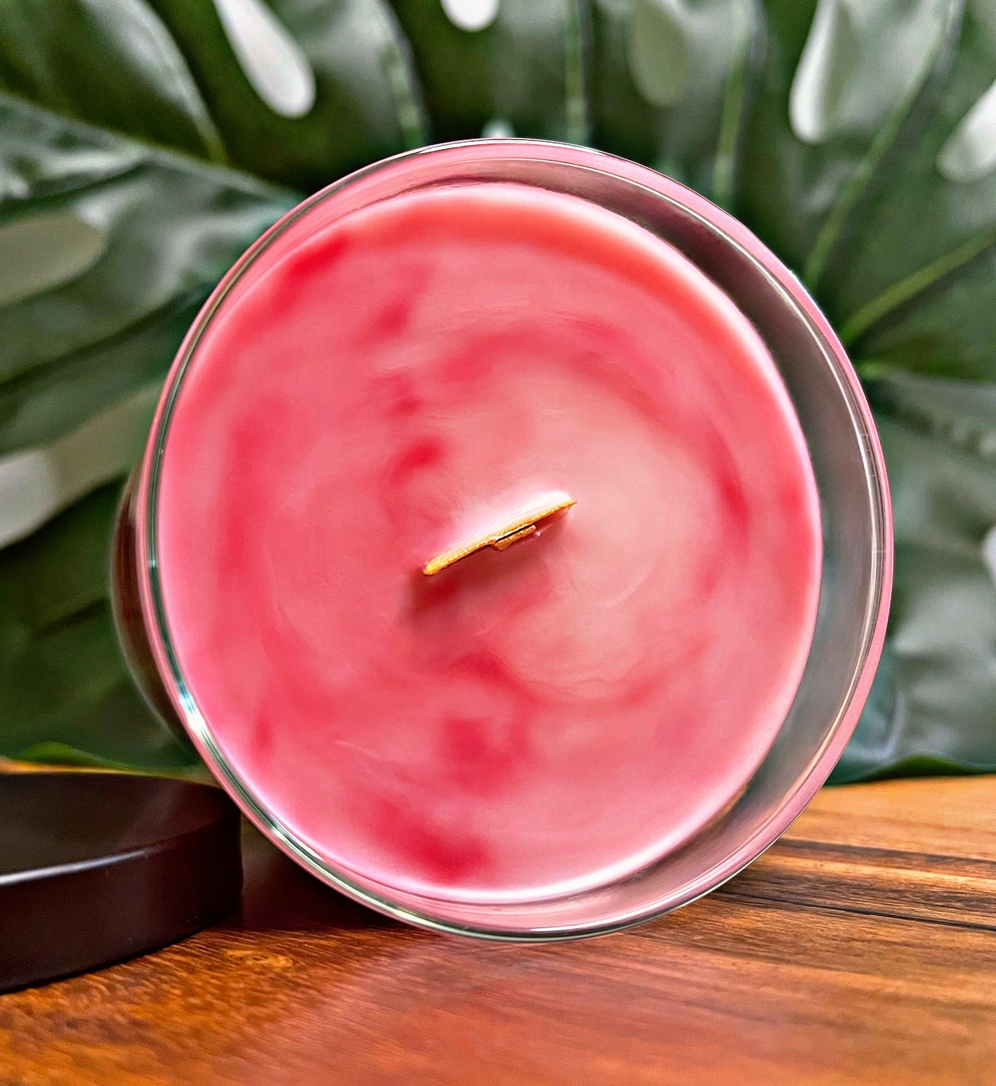 Sweet Bubble Gum Marbled Candle Premium Wax Wooden Wick 9 oz Jar