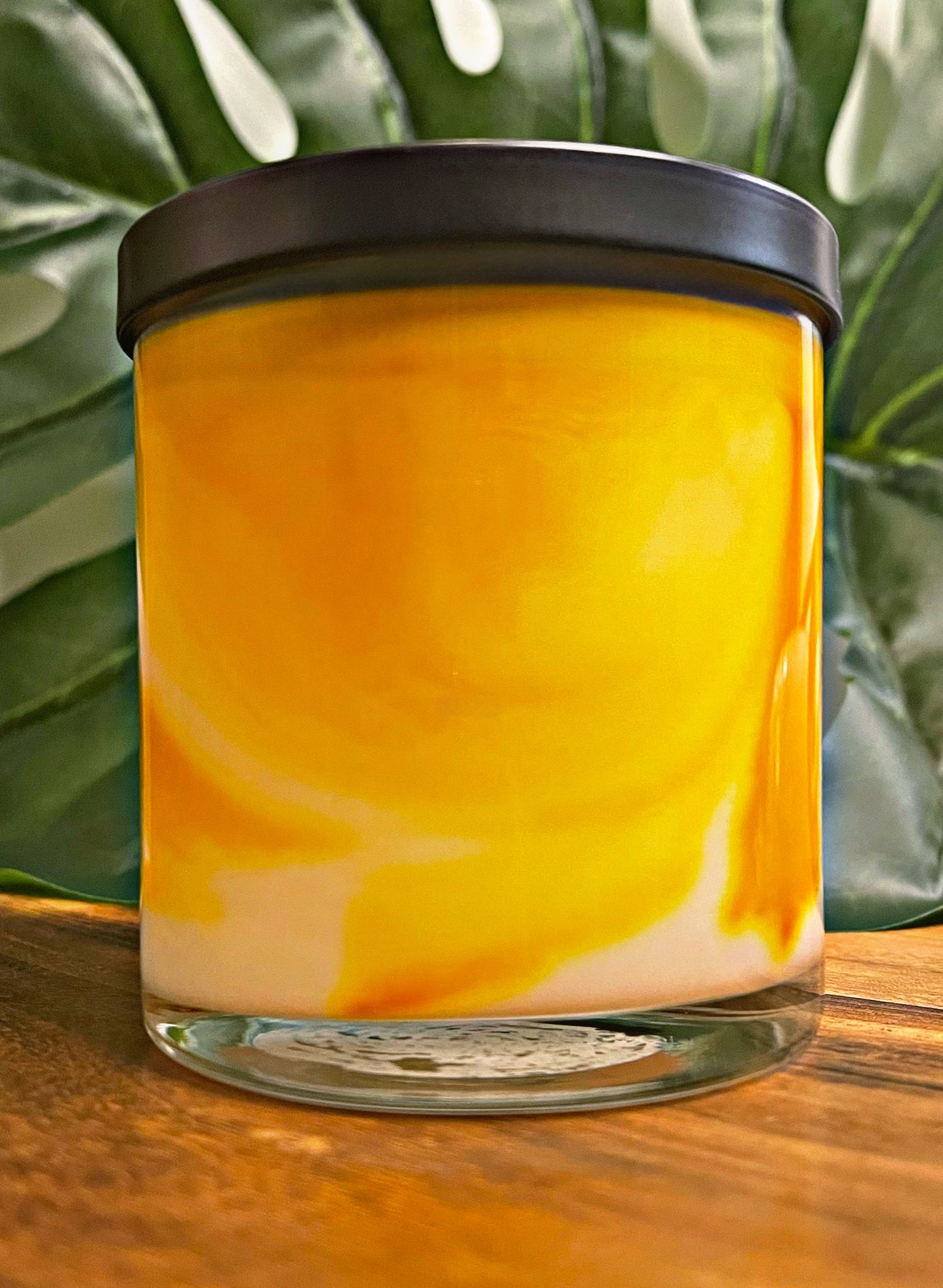 Pina Colada Marbled Candle Premium Wax Wooden Wick 9 oz Jar