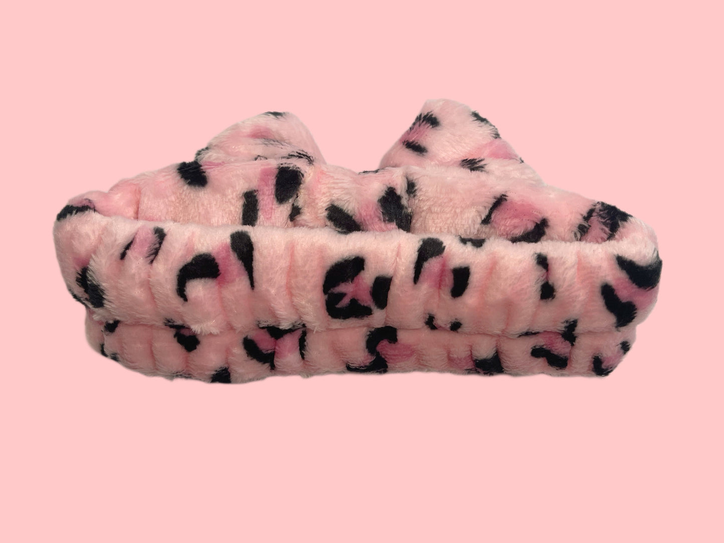 Pink Leopard Bow Elastic Hair Band